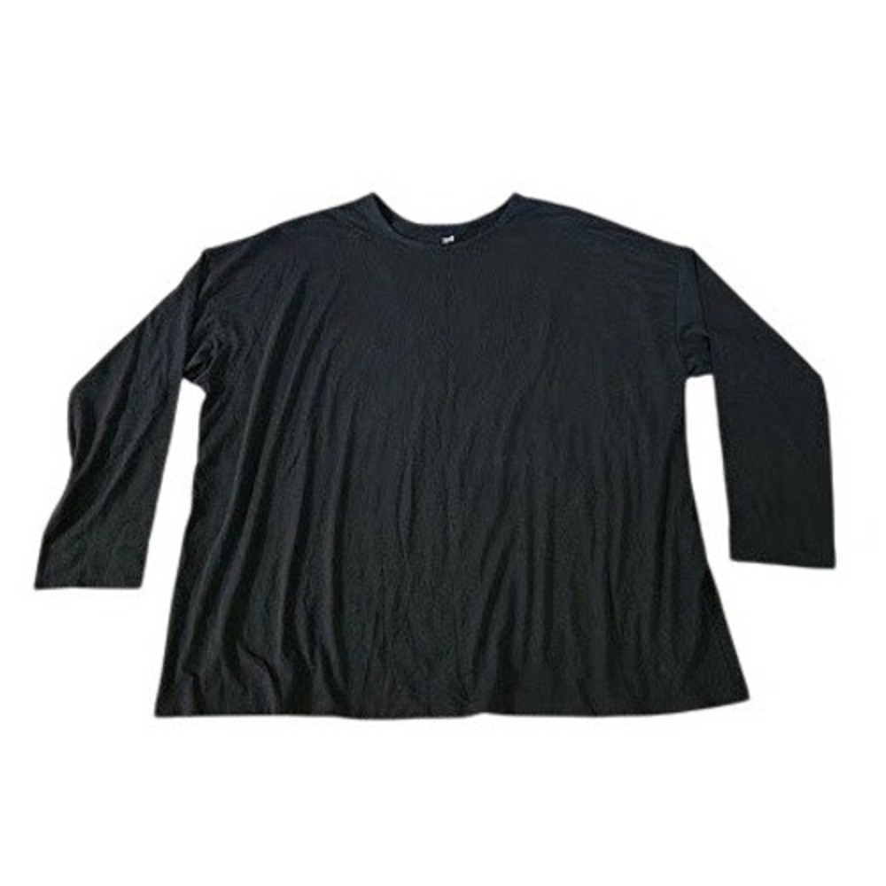 J. Jill Luxe Supima Long Sleeve Tee XL Black Oversized Crew Neck Cotton Blend